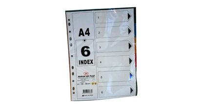 Picture of INDEX DEVIDERS MODERN PLASTIC WITH TABS COLORES AND NUMBERS 1 - 6