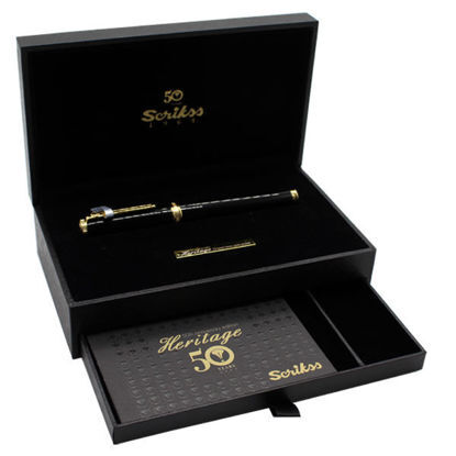 Picture of SCRIKSS HERITAGE ROLLER PEN + CATALOGUE GOLD WOODEN BOX MODEL 83991