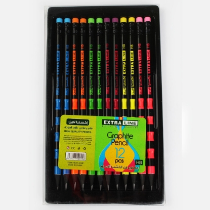 Picture of  Lead Set Differently - Extraline - 12 Pens - Eraser - Black Wood - EXT-233F-9204101 