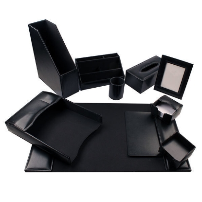 Picture of Mintra leather desk set, 10 pieces, black, model 06197