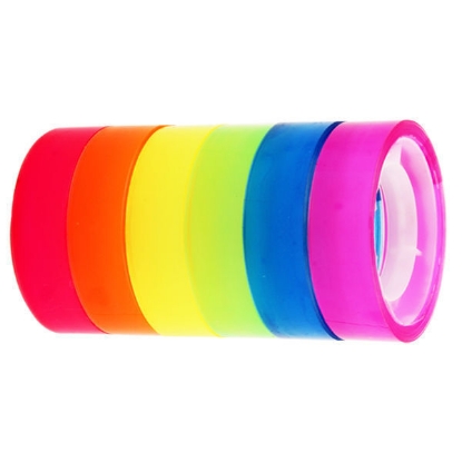 Picture of OFFICE ADHESIVE TAPE ROLLER SET NEON COLORES \ 6