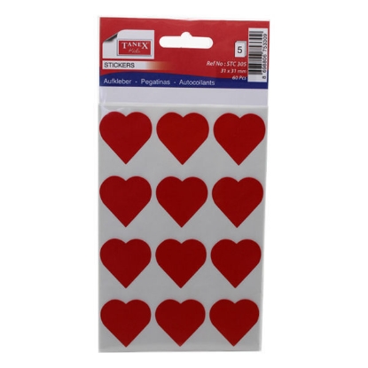 Picture of Sticker - Tanex - Red Heart - 12 Pcs - On 5 Sheet - Model 305