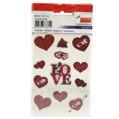 Picture of Sticker - Tanex - Hearts - 12 Pcs - On 2 Sheet - Model STC-188