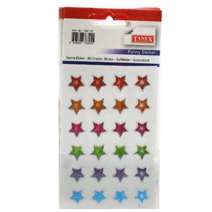 Picture of Sticker - Tanex - Stars - Prominent Color - 24 Pcs - On 1 Sheet 