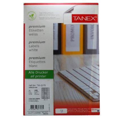 Picture of COMPUTER LABEL TANEX WHITE 35 × 23 MM 25 SHEETS A4 / 72 MODEL / 72 TW-2172