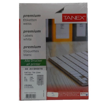 Picture of COMPUTER LABEL TANEX WHITE 35 × 12.4 MM 50 SHEETS MODEL TW-2544