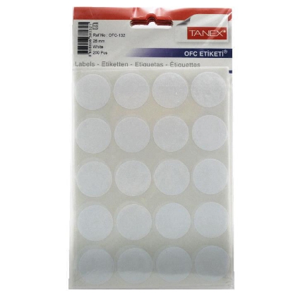 Picture of HANDWRITING LABEL TANEX WHITE ROUNDED 25 MM 10 SHEETS A5 / 35 MODEL OFC- 132