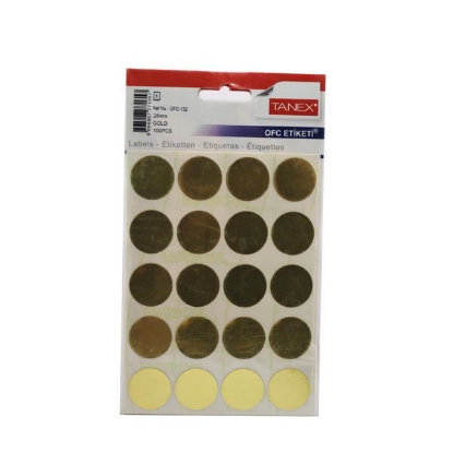 Picture of HANDWRITING LABEL TANEX GOLD 25 MM ROUNDED 5 SHEETS A5 / 20 MODEL OFC-132