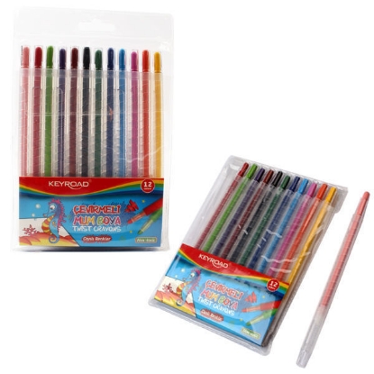 Picture of KeyRoad Wax Twist Crayon Colors, NonToxic 12 Colors, Model: KR971214