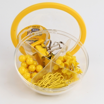 Picture of A box of various Mass clips + perspective + bulldog + yellow needle Model 622 -623
