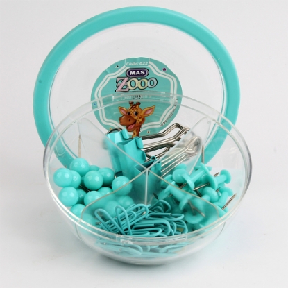 Picture of A box of various diamond clips + perspective + bulldog + turquoise needle Model 623-622