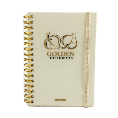 Picture of UNIVERSITY NOTEBOOK GOLDEN AND SILVER MINTRA WIRED 80 PAPERS LINED PLASTIC COVER A6
