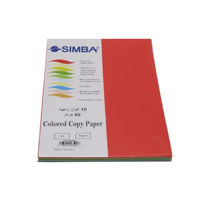 Picture of Simba Photocopy Paper Package 10 Vivid Colors 80gsm 100 Sheets A5