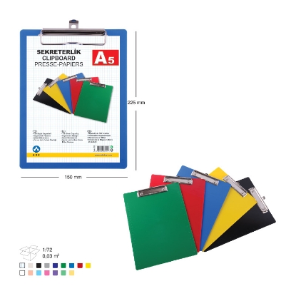 Picture of ARK CLIPBOARD PLASTIC COLORED A5 MODEL 749
