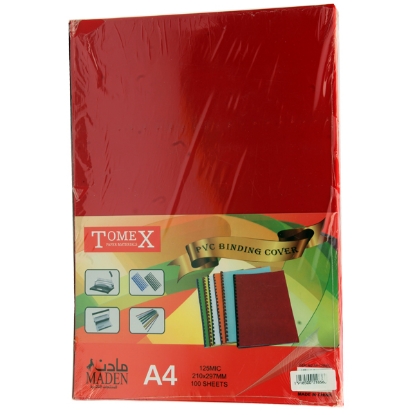 Picture of BINDING COVER TOMEX MADEN 125 MICRON 100 PCS RED A4