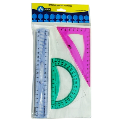 Picture of  Engineering set , Ark ,3 Pcs (Ruler 20 Cm + Protractor + Triangle) , Model 023