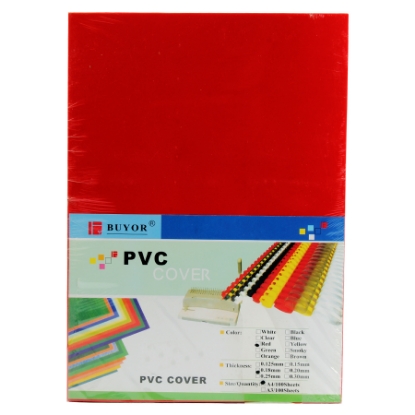 Picture of BINDING COVER BUYOR HI QUALITY 180 MICRON 100 PCS RED A4