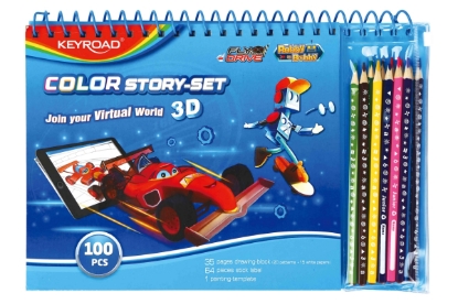 Picture of KEYROAD COLORING PACKAGE PENCIL 12 COLOR + COLORING SKETCH + STICKERS MODEL KR971811