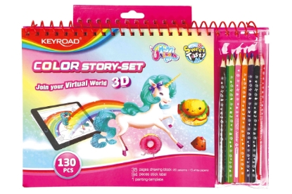 Picture of KEYROAD COLORING PACKAGE PENCIL 12 COLOR + COLORING SKETCH + STICKERS MODEL KR971812