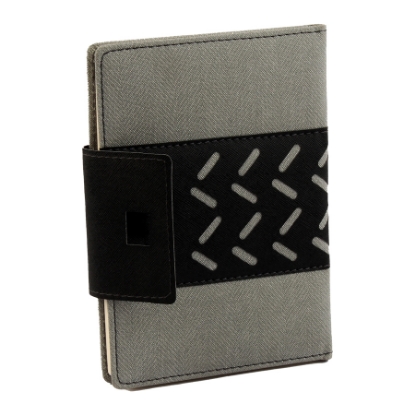 Picture of NOTEBOOK LEATHER CREAMY PAPERS PENCIL HOLDER GREY A5