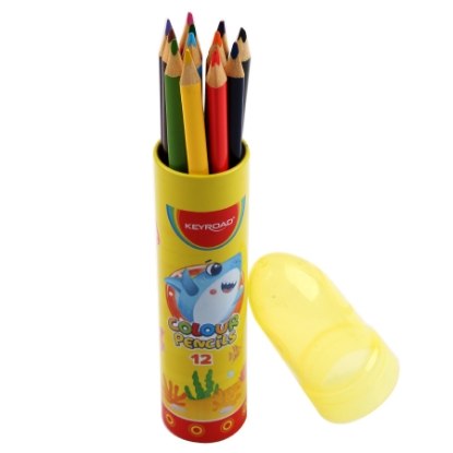 Picture of 12 triangle coloring pencil in rocket bottle
