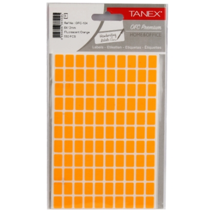 Picture of HANDWRITING LABEL TANEX ORANGE 5 SHEETS 12 × 8 MM A5 / 110 MODEL OFC-104 