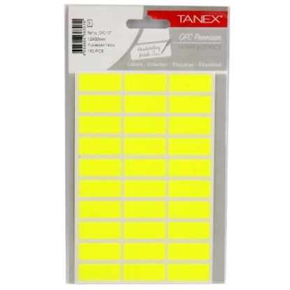 Picture of HANDWRITING LABEL TANEX YELLOW 30 × 12MM 5 SHEETS A5 / 30 MODEL OFC-107 