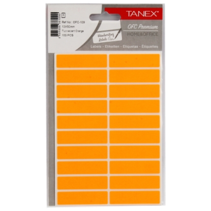 Picture of HANDWRITING LABEL TANEX ORANGE 50 × 13 MM 5 SHEETS A5 / 20 MODEL OFC-109