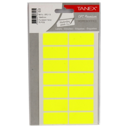Picture of HANDWRITING LABEL TANEX YELLOW 40 × 19 MM 5 SHEETS A5 / 14 MODEL OFC-113 