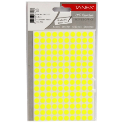 Picture of HANDWRITING LABEL TANEX YELLOW ROUNDED 0.8 MM 5 SHEETS A5 / 150 MODEL OFC-127