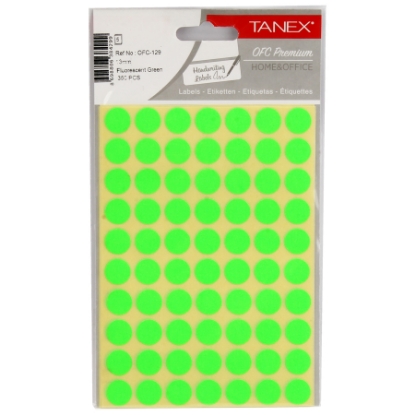Picture of HANDWRITING LABEL TANEX GREEN ROUNDED 13 MM 5 SHEETS A5 / 70 MODEL OFC-129 
