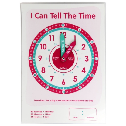 Picture of CLOCK POSTER TO LEARN READING TIME PINK 42 × 29.5 CM