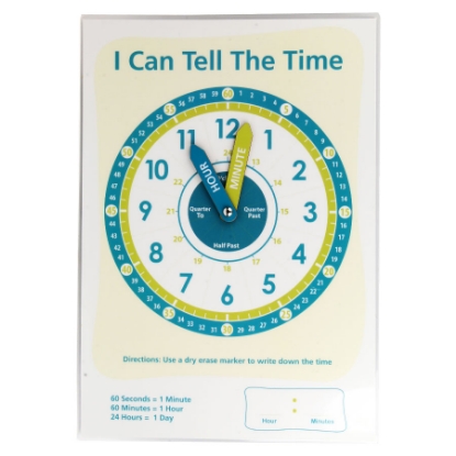 Picture of CLOCK POSTER TO LEARN READING TIME GREEN 42 × 29.5 CM